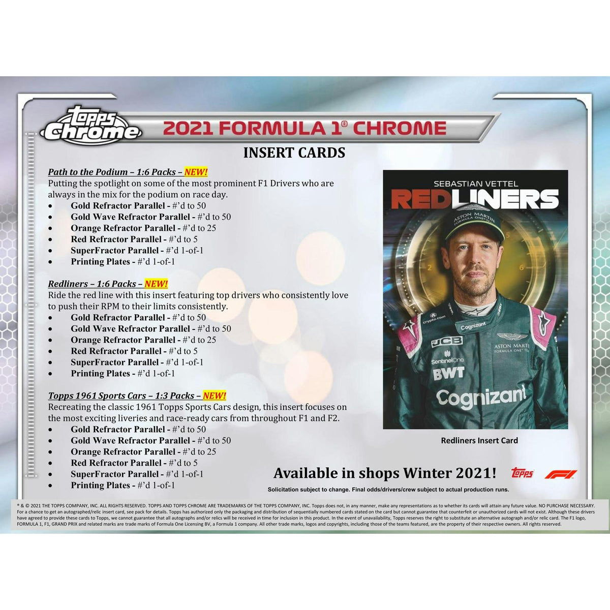 2021 Topps Chrome F1 Formula 1 Racing Hobby Lite Box