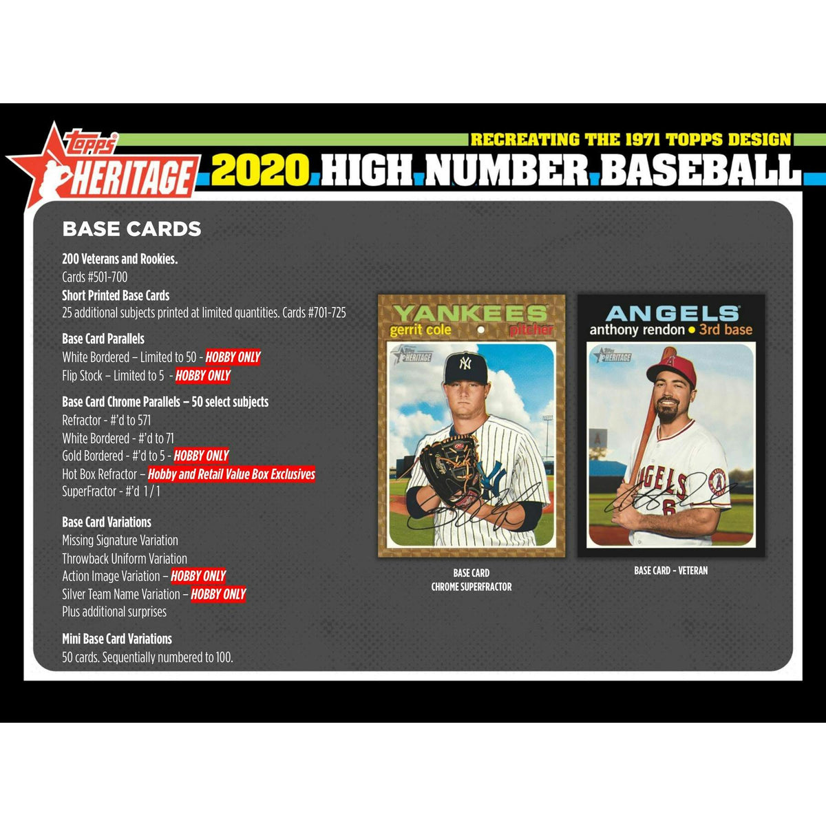 2020 Topps Heritage High Number Baseball Hobby Box