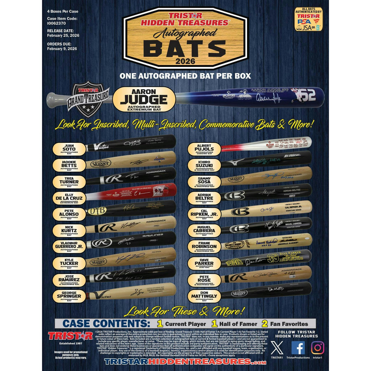 2026 TriStar Hidden Treasures Autographed Baseball Bats Hobby Box
