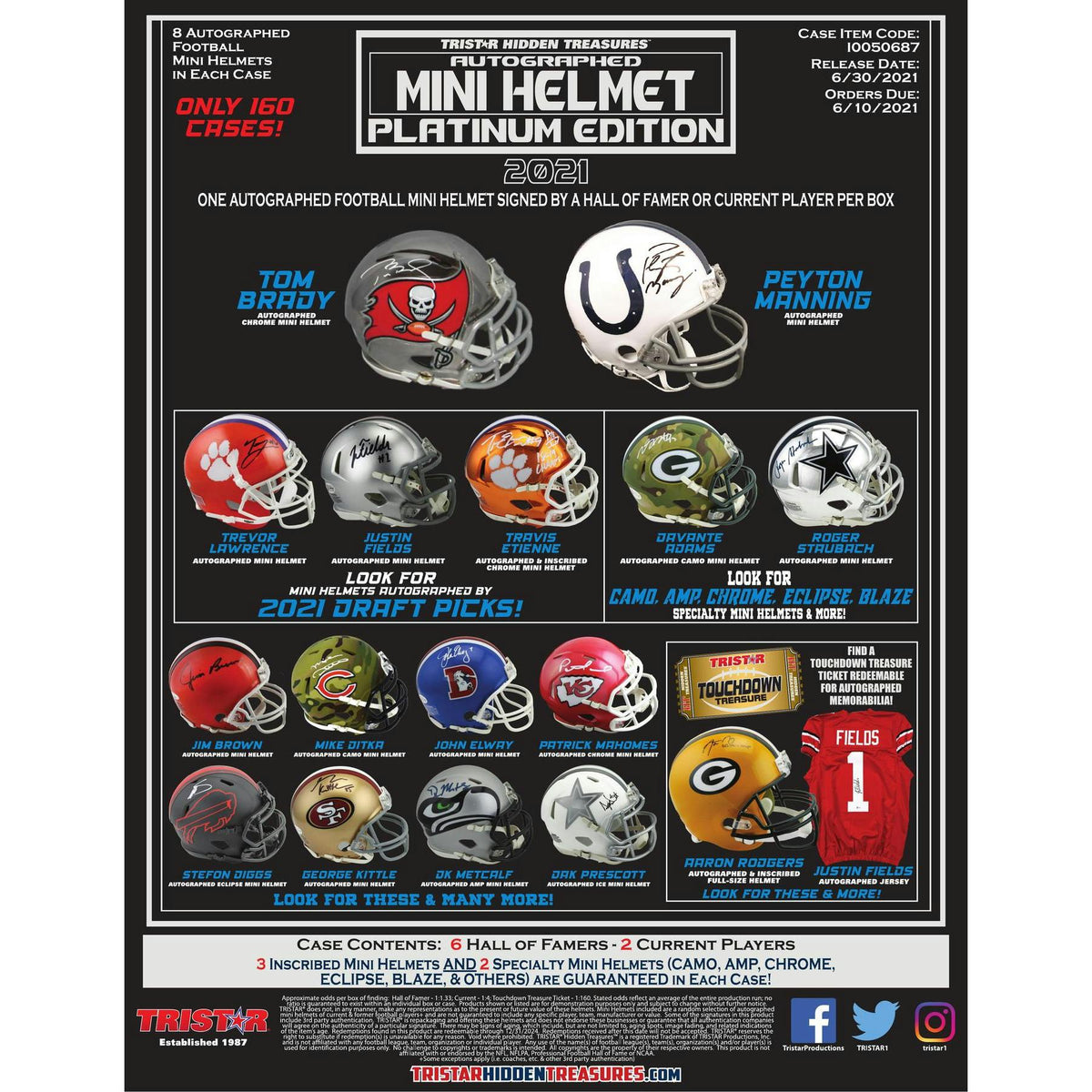 2021 TriStar Hidden Treasures Autographed Mini Helmet Platinum Edition Football Hobby Box (Reed Buy)