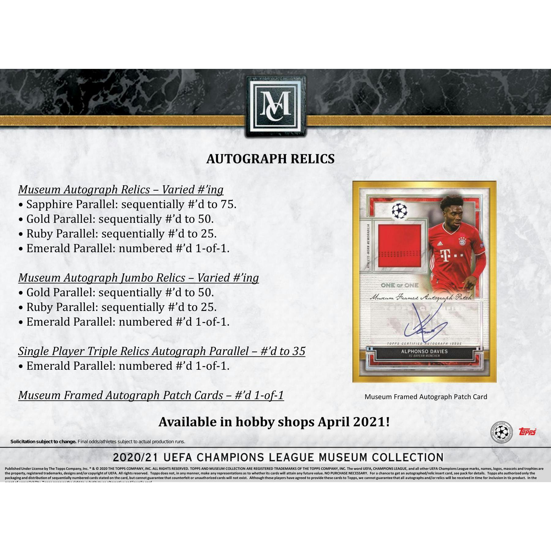2020/21 Topps UEFA Champions League Museum Collection Soccer Hobby 12-Box Case