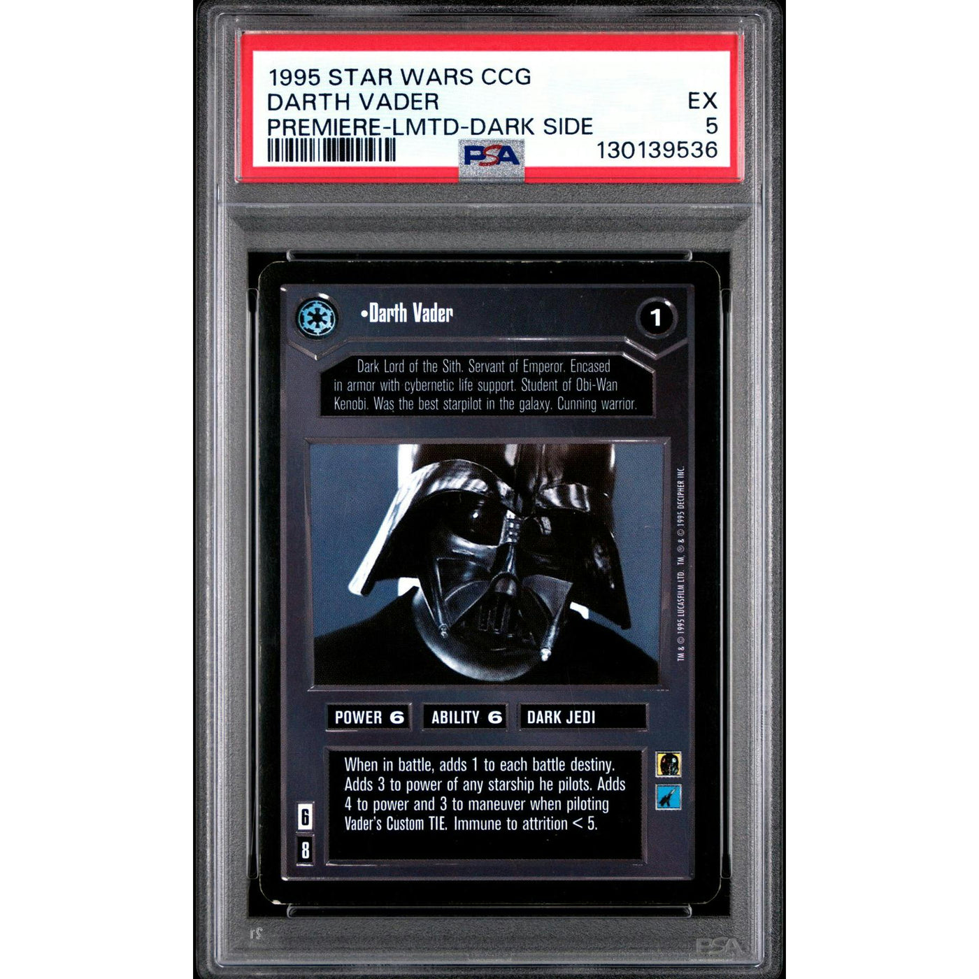 Decipher Star Wars Premiere Limited Dark Side Darth Vader PSA 5