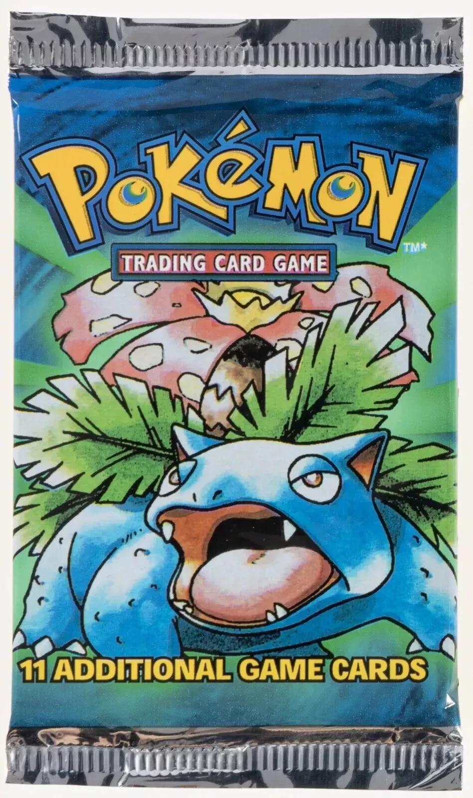 WOTC Pokemon Base Set 1 Unlimited Booster Pack UNWEIGHED UNSEARCHED Venusaur Art