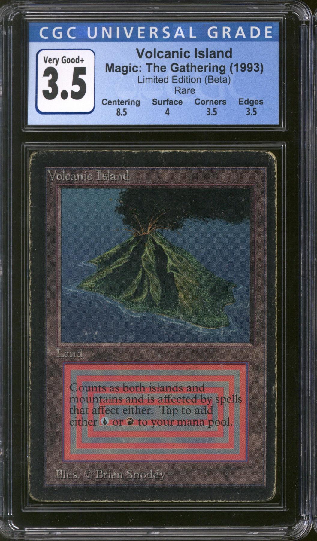 Magic the Gathering Beta Volcanic Island CGC 3.5 Pedigree MP HP #16