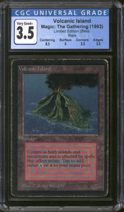 Magic the Gathering Beta Volcanic Island CGC 3.5 Pedigree MP HP #16