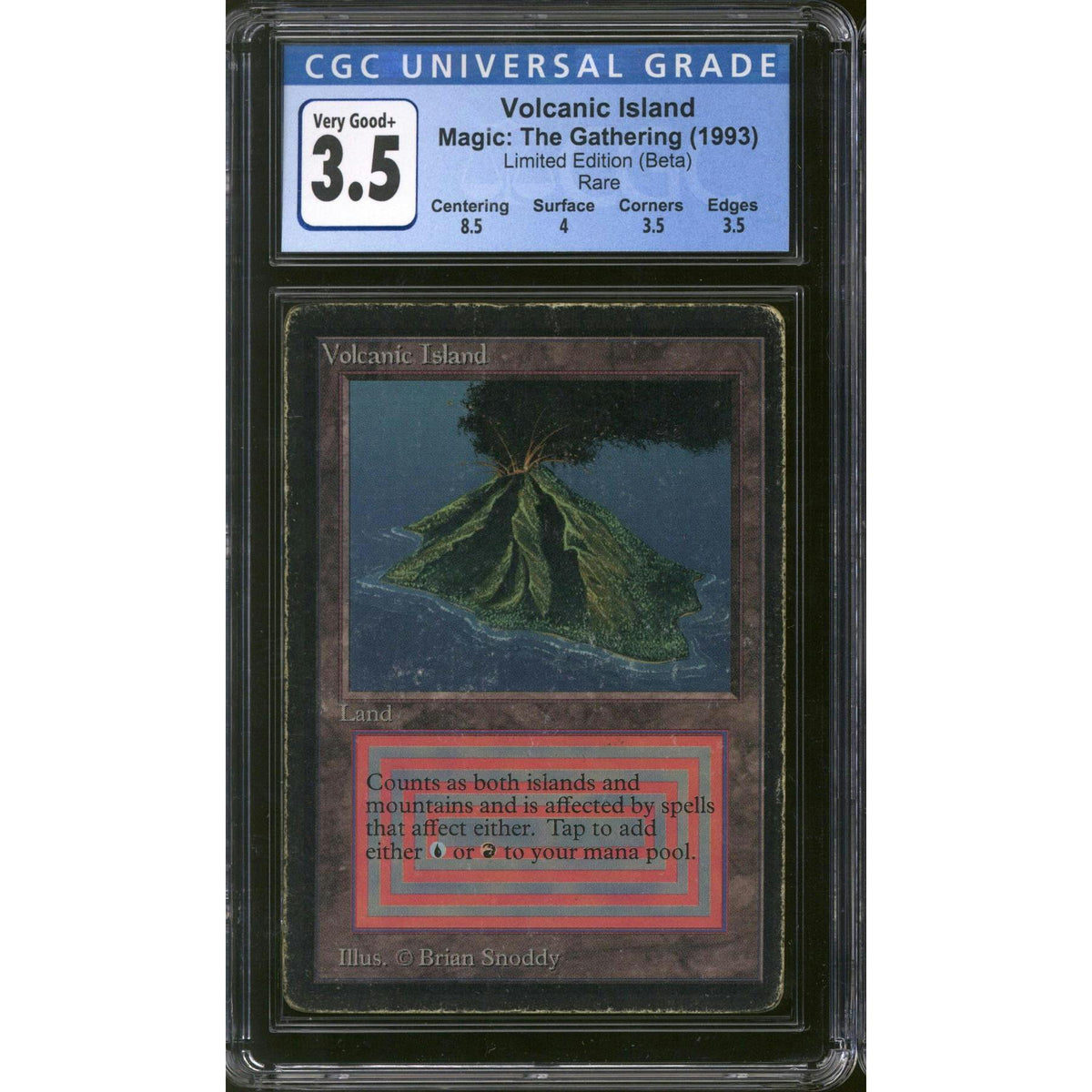 Magic the Gathering Beta Volcanic Island CGC 3.5 Pedigree MP HP #16