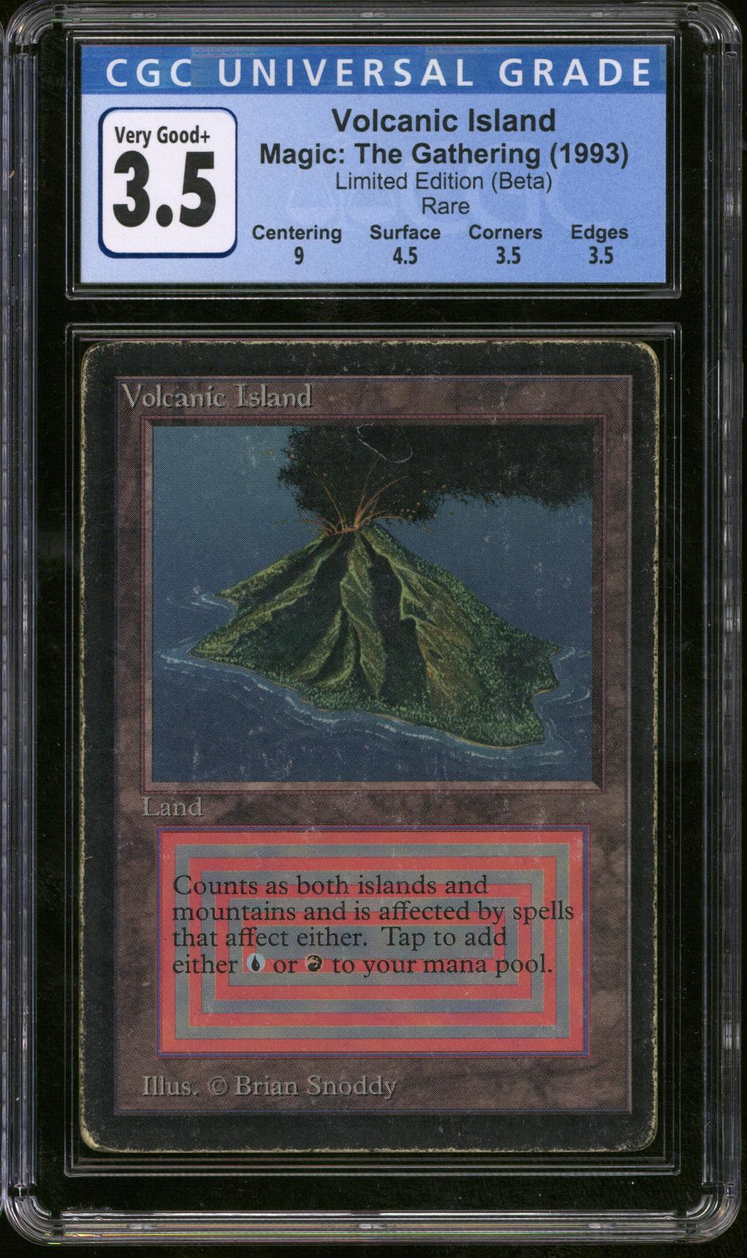Magic the Gathering Beta Volcanic Island CGC 3.5 Pedigree MP HP #18