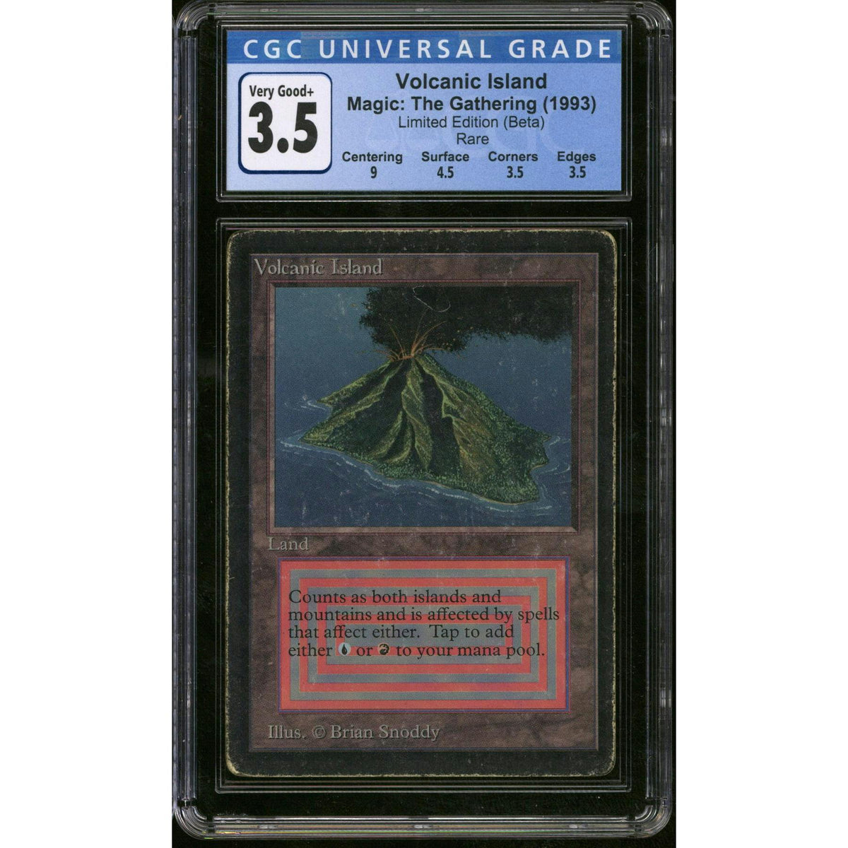 Magic the Gathering Beta Volcanic Island CGC 3.5 Pedigree MP HP #18