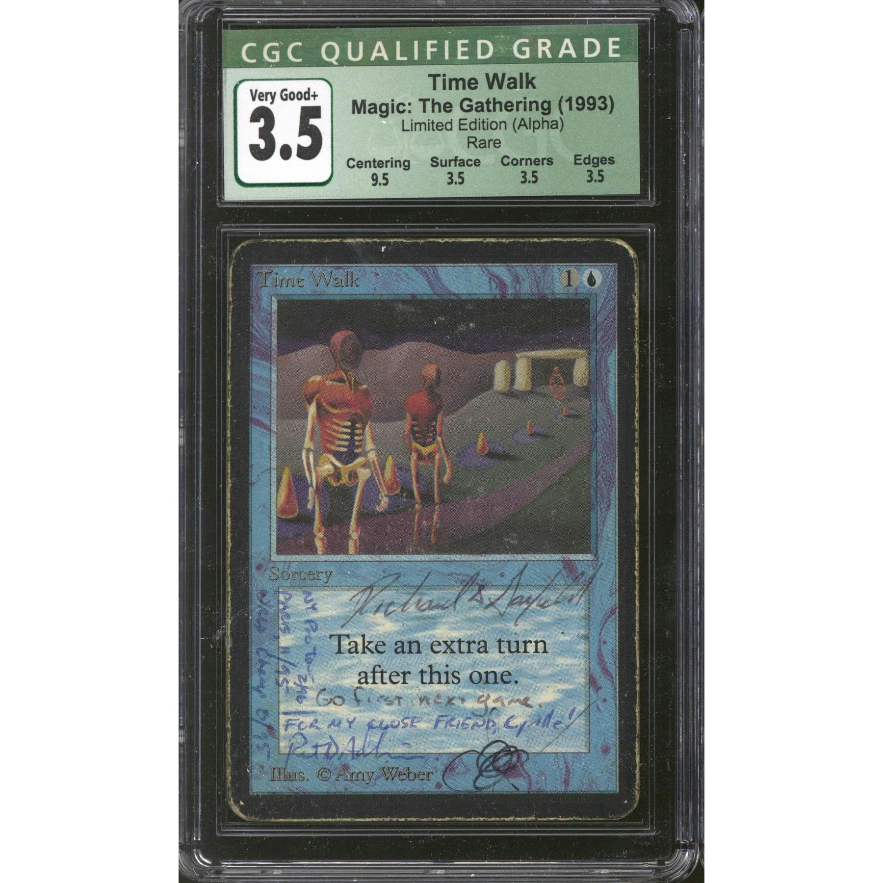 Magic the Gathering Alpha Time Walk CGC 3.5 Garfield Signed Altered Personalized Weber Adkinson HP
