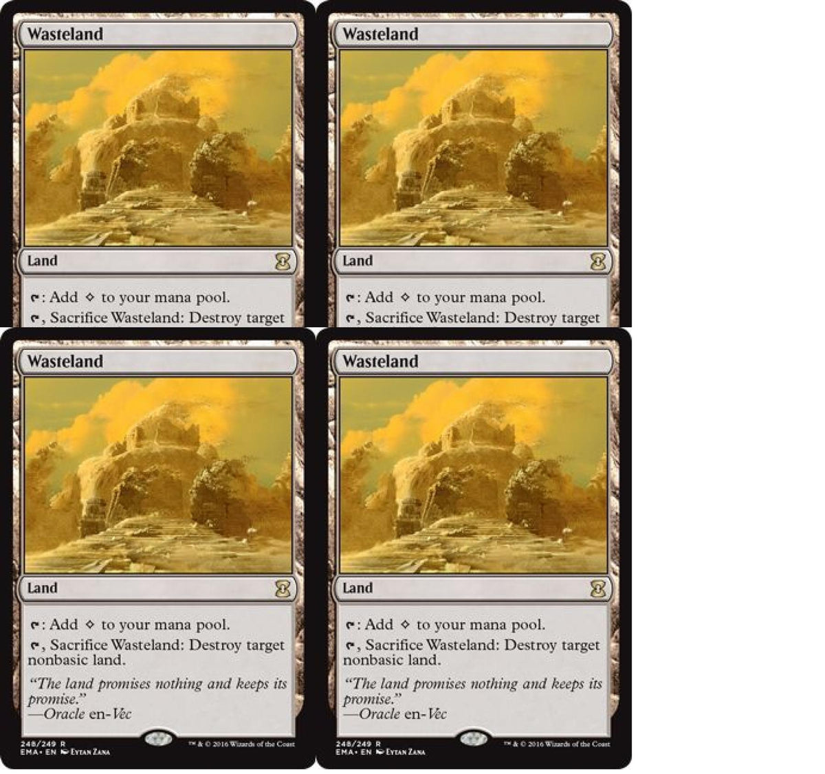 Magic the Gathering Eternal Masters PLAYSET 4x Wasteland x4 NEAR MINT NM