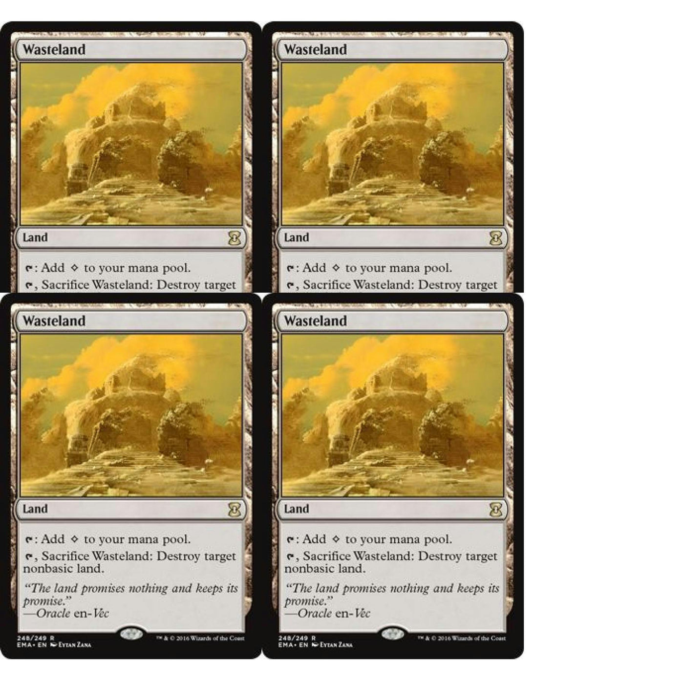 Magic the Gathering Eternal Masters PLAYSET 4x Wasteland x4 NEAR MINT NM