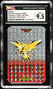 Pokemon Bandai CardDass Japanese Vending Zapdos 145 Red Prism CGC 9.5 MINT PLUS