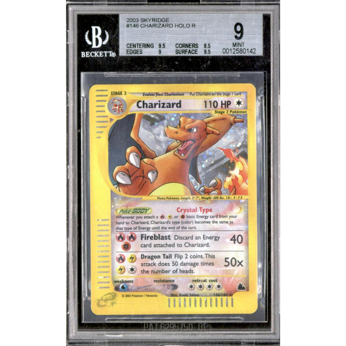 Pokemon Skyridge Charizard 146/144 Crystal Type Holo BGS 9 - 9.5 8.5 9 9.5