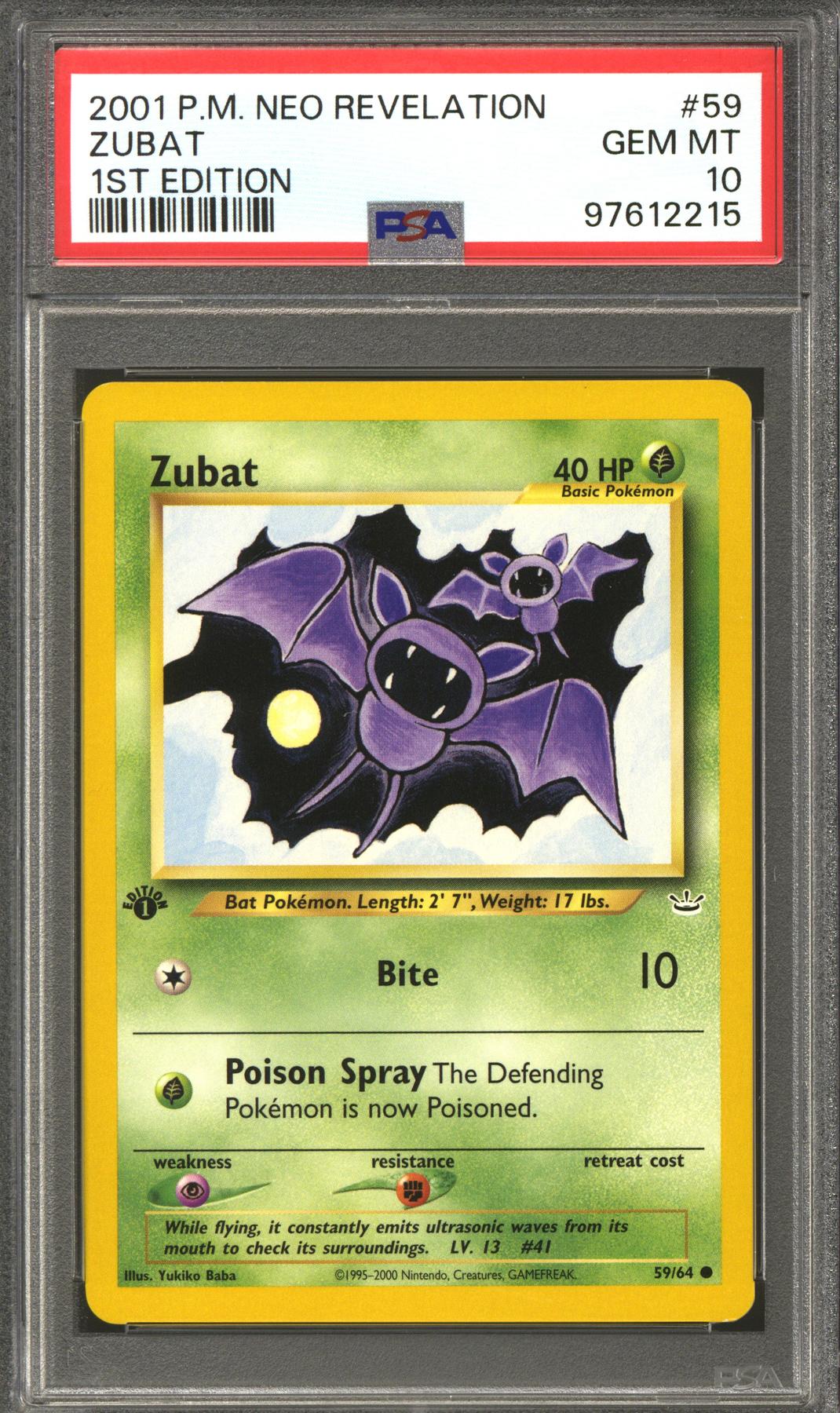Pokemon Neo Revelation 1st Edition Zubat 59/64 PSA 10 GEM MINT