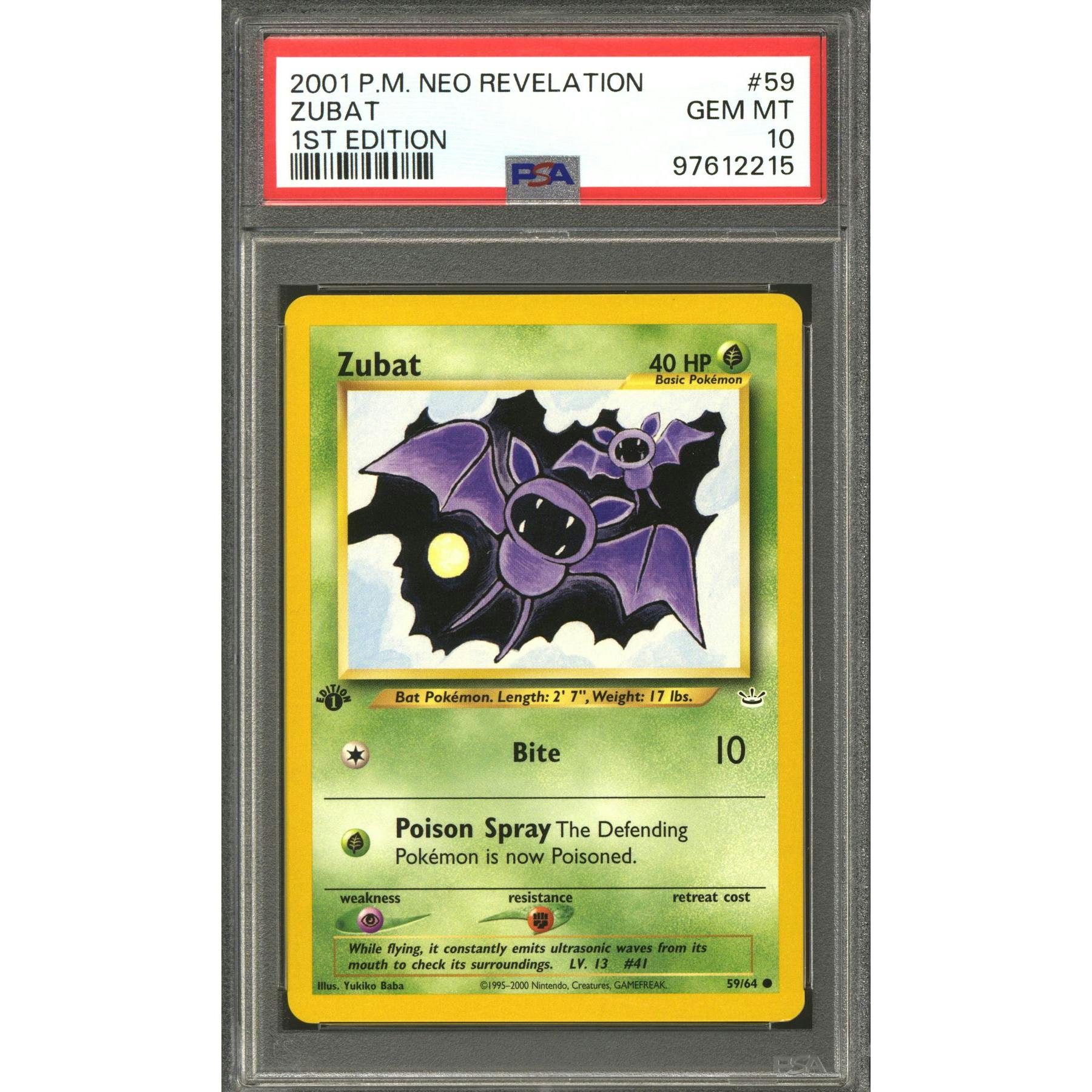 Pokemon Neo Revelation 1st Edition Zubat 59/64 PSA 10 GEM MINT